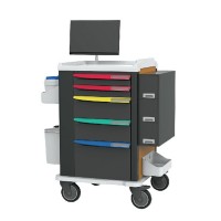 China Luxurious medical workstation ABS trolley with Manually wheels